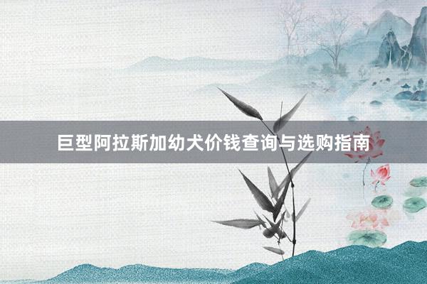 巨型阿拉斯加幼犬价钱查询与选购指南